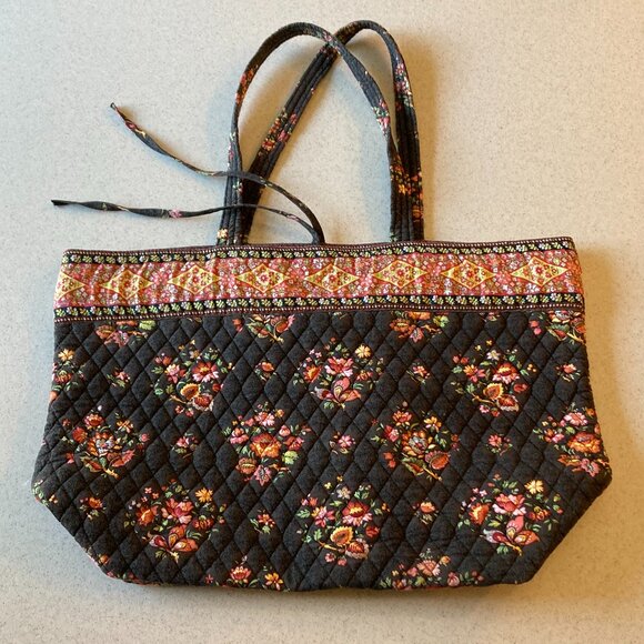 Vera Bradley Large Tote Brown Chocolat Vintage EUC - Picture 11 of 16